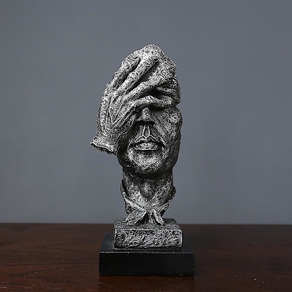 1 st Staty, Modern Resin Skulptur Dekorativ Konst Staty Kreativt Hantverk Ornament, 14*12*33cm, Silverfärg