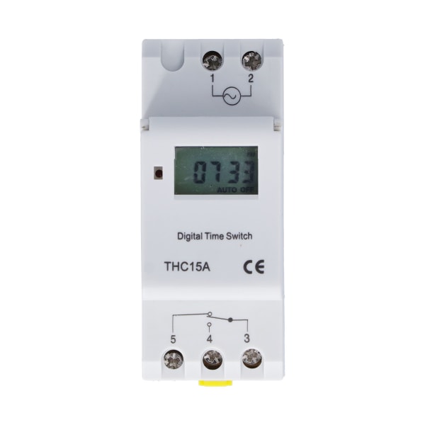 THC15A Programmerbar Timer Guide Rail Typ LCD Tidsreläbrytare för Gatulampa Neonljus DC 24V