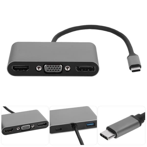 5 i 1 Type-C Multi-Funktions Dockingstation HDMI+DP+VGA+USB+PD Interface HUB Adapter