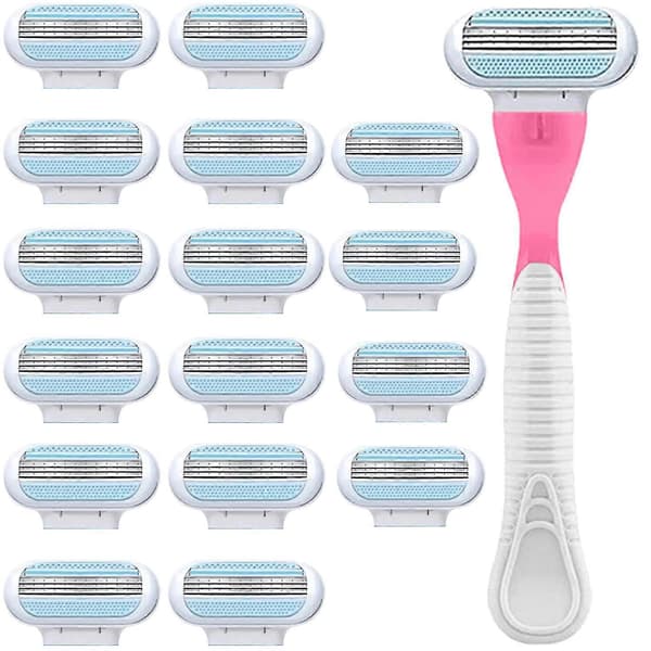 Women's Razor Blades Refills Designed For A Comfortable Shave Smooth Glide Pink Handle. 16 Refills