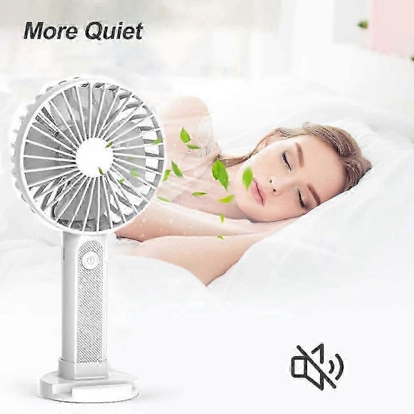 Bærbar håndholdt ventilator, mini håndholdt ventilator med USB genopladeligt batteri, 3-trins personlig bordventilator med base style746