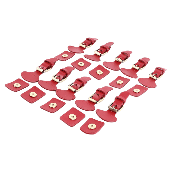 10 set lädersy på växlingsförslutningar Läder Snap Toggle söm på spänne för kappa Jacka DIY Läder Craft Röd