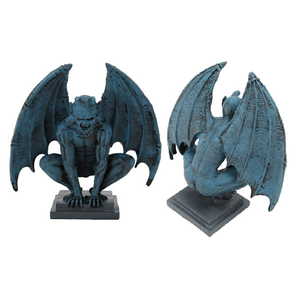 Gargoyle-staty Livslik Dekorativ Harts Skulptur Prydnad för Hem Trädgård Gård Kontor Blå
