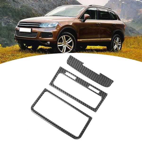 3 st kolfiber bakre luftutloppsramskydd passar för VW Touareg 2011-2018 vänsterstyrd