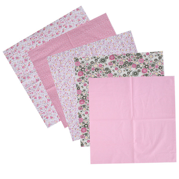 2 Set Bomullstyg Slättväv Trycktyg DIY Sömnad Quiltning PatchWork 5 Färger 50x50cm (Rosa)