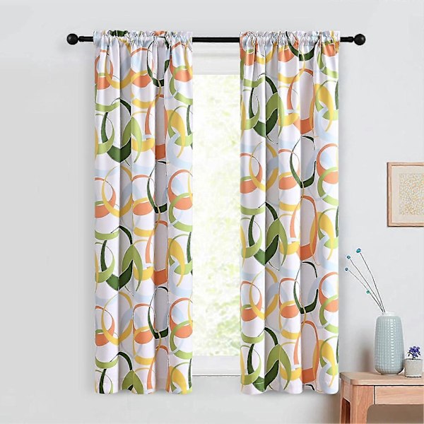 Fönstergardin Ljustät Lätt Att Installera Polyester Cirkelmönster Fönsterdraperi Heminredning Orange