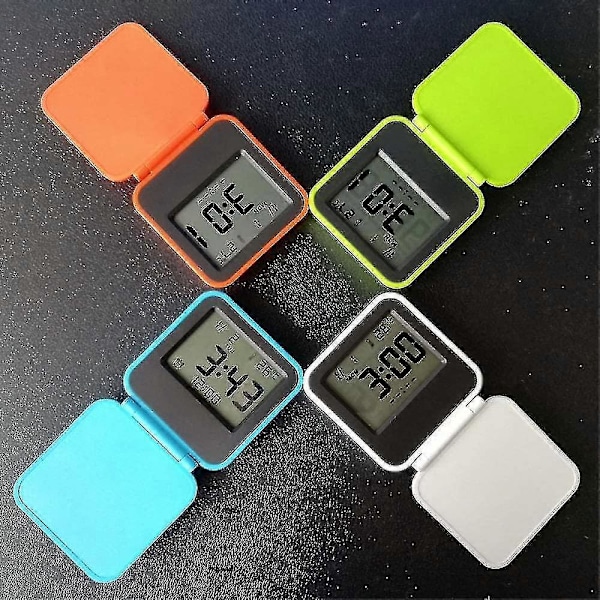 Mini Flip Rese Elektronisk Klocka Termometer Klocka Vikbar Tyst Mode Portabel - GSL orange
