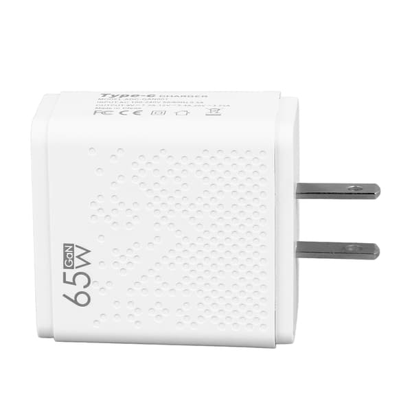 65W Superlader Galliumnitrid Smart PD Hurtiglader Telefonlader med Nattlys US-plugg 100‑240V Hvit