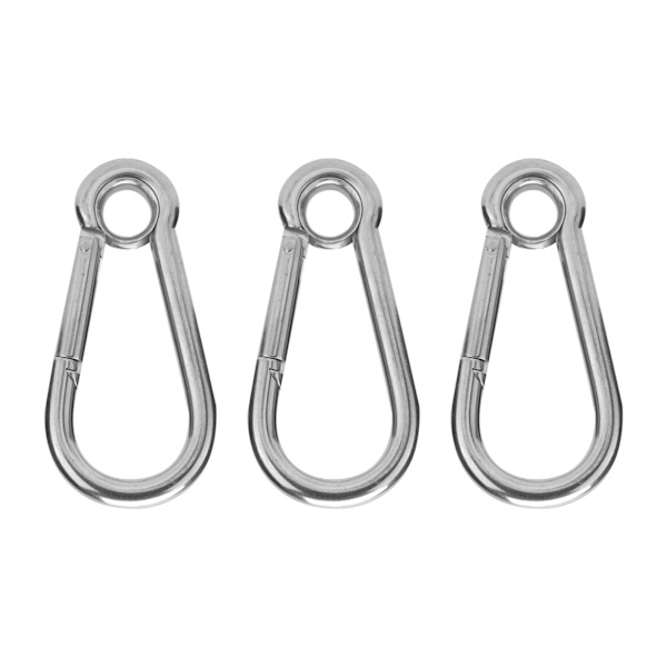 3 stk. snapkrog i rustfrit stål fjederkarabinhager med ring sikkerhedsreb tilbehør M9(9mm)