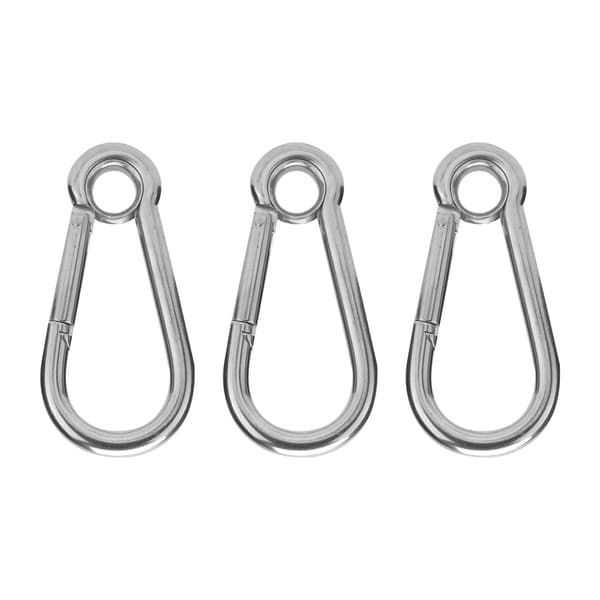 3 stk. Snapkrog Rustfrit Stål Fjeder Karabinhager med Ring Sikkerhedsreb Tilbehør M9 (9mm)
