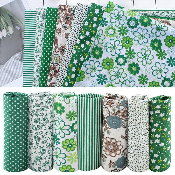 7 st 25*25 cm bomullstyg DIY blandade rutor förskuret sängkläder kit Quarters Bundle Mörkgrön