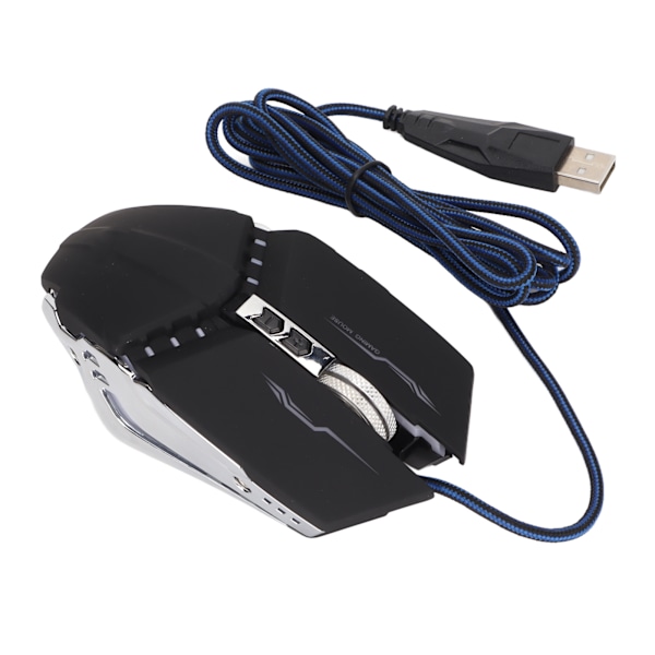 Gamingmus med optisk motor, anpassad programmering, metallmålningsprocess, hålslagningsprocess, USB-kabelmus