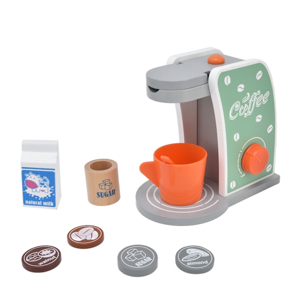 Kaffetillverkare leksak i trä, mini silmulation låtsas kaffetillverkare leksak lekset för barn födelsedagspresent