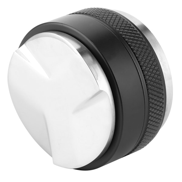 Dobbelthodet kaffedistributørnivåverktøy Justerbar kaffepulverstamper med 3 vinklede skråninger/flat baseSvart 51mm