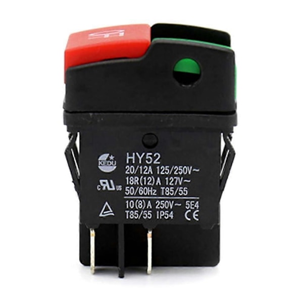 HY52 Tryckknappsbrytare för Apparater, Elektrisk Utrustning, Elverktyg 125/250V 20/12/10(8)A, HY5