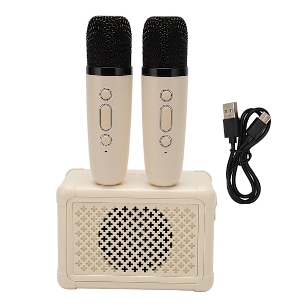 Trådlösa karaokespelare Bluetooth 5.0-högtalare med 2 trådlösa mikrofoner Bärbar karaokemaskin för familjefest Ljusgul