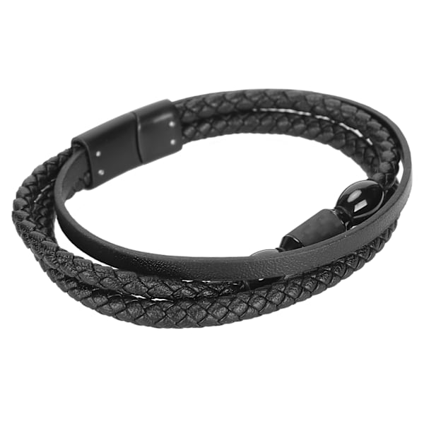 Enkel flätat armband i flera lager för män, PU-läder, modernt armband, smyckesaccessoar