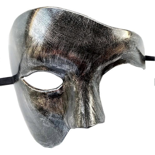 (Sort Sølv) Vintage Maskerade Maske Phantom of the Opera Enøjet Halv Ansigt Kostume