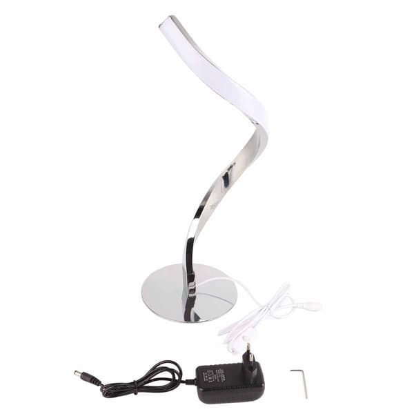 S-formet LED Spiral Bordlampe Leselys Liten Nattlampe for Nattbord EU Plugg 100-240V (Argent)
