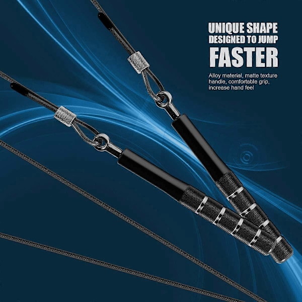 Svart Hopprep, Speed Skipping Rope för Fitness Träning, Justerbart Hopprep för Vuxna, Män, Kvinnor, Barn, Flickor