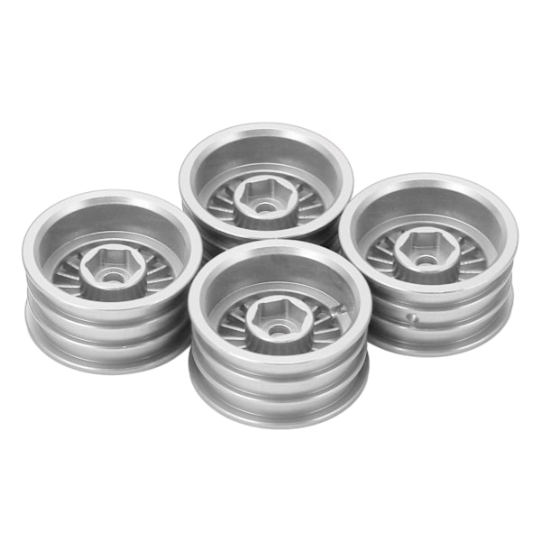 4 st aluminiumfälgar för Axial SCX24 1/24 fjärrstyrd bil Diameter 26,5 mm/1,0 tum Hjulmutter 7 mm/0,28 tum Silver