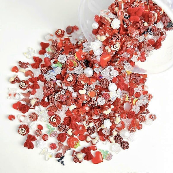 50 st 3D Flatback Nagelberlocker Självlysande Nagelkonstdekorationer med Blommor, Hjärtan, Kaniner, Fjärilar, DIY Akryl Nageldekorationer5