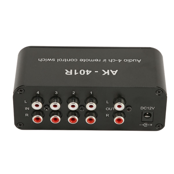 4-veis RCA-bryter multifunksjonell 4-i-1-ut RCA-stereobrytervelger med IR-fjernkontroll for DVD-spillkonsoll