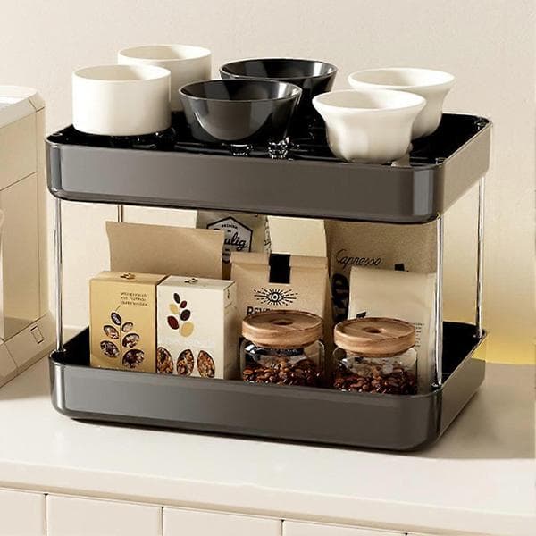 Bordopbevaringsstativ Stor kapacitet Krusholder med drænbakke til køkkenet 1 STK Sort 1PCS Black No Drain Tray