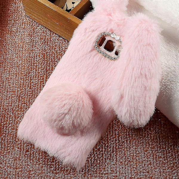Kanindesign Rhinestone Furry TPU Telefondeksel for Samsung Galaxy S8 Zekai Rosa Stil A Samsung Galaxy S8