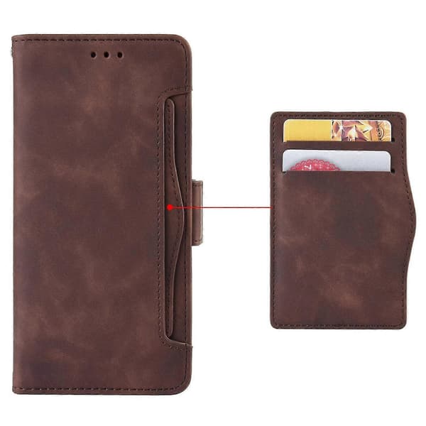 For HTC U23 Pro 5G Phone Case in PU Leather with Multiple Card Slots and Stand Wallet Brown