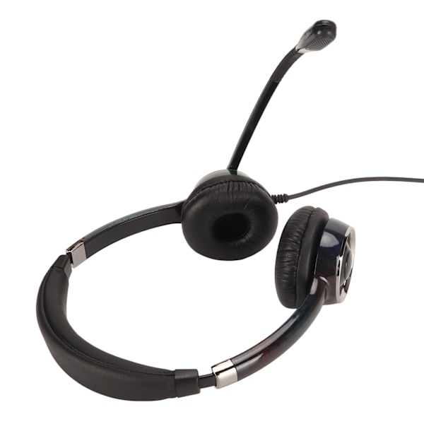 Kablet forretningsheadset med støydemping, ergonomisk binaural telefonhodetelefon med mikrofon for kontorsamtaler, USB-port