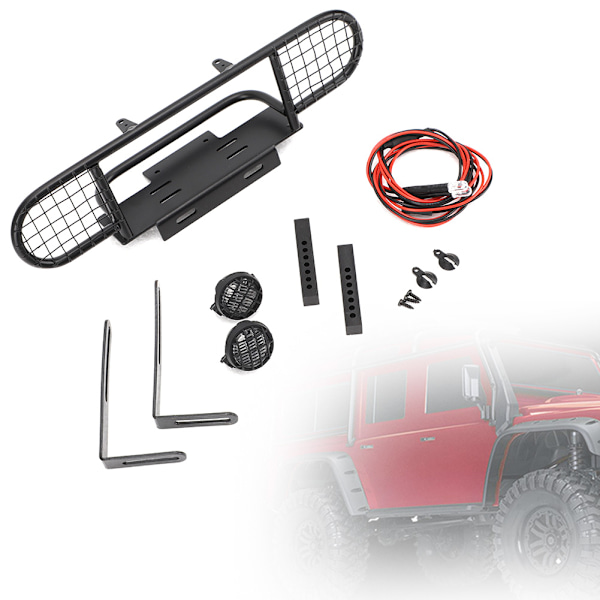 Metallinen etupuskuri Land Rover Defender SCX10 D90 D110 1/10 RC Automalli Lelutarvikkeetmusta