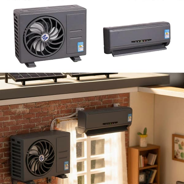 Child-Safe Solar-Powered Air Conditioner Model Realistic ABS Design Enhances Dollhouse Interactive Play And Creativity Gray Gray