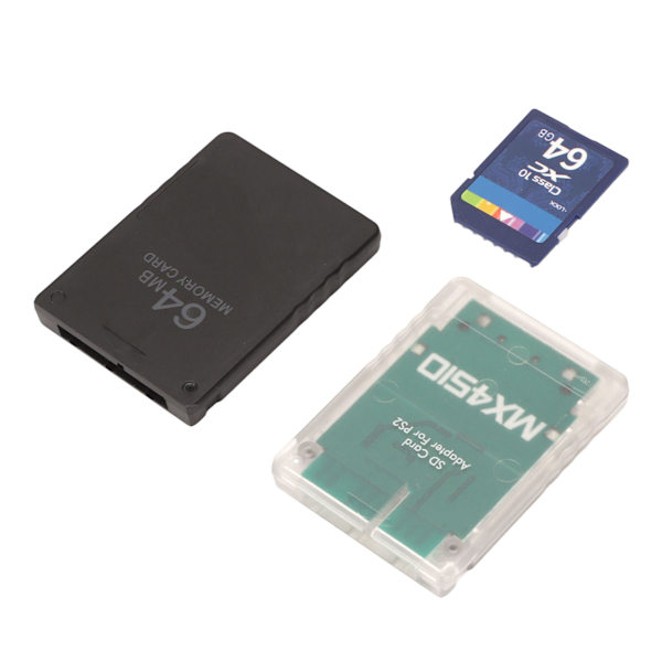 Konsollkortadapter Plug and Play-lagringskortleser med 64G lagringskort 64MB FMCBV1.966-kort for PS2-fettkonsoller