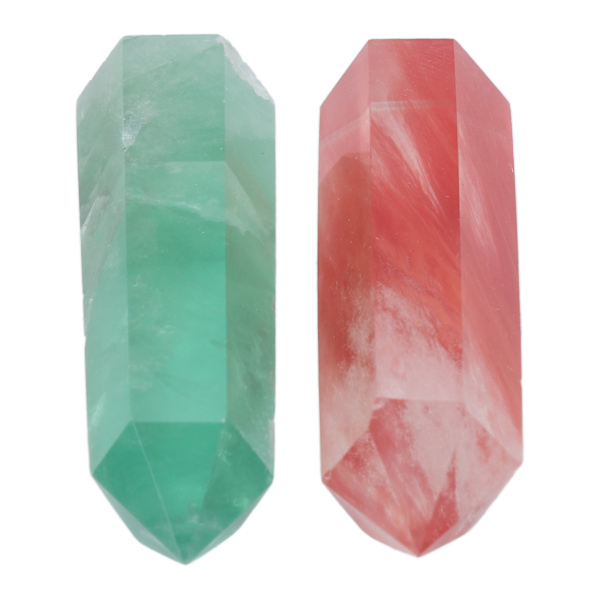 Naturlig kristall set hexagonala prismor Unicuspid Enkelpunkt för terapi Meditation Yoga Heminredning