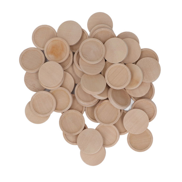 50 stk. runde trævedhængsbakker 30 mm ydre diameter runde DIY sycamore træramme vedhængsbakker til smykker