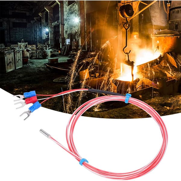 Vandtæt PT100-sonde 3x20mm, temperatursensor -50°C til +300°C med 3m kabel