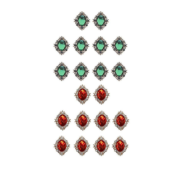 20 st Strass Cabochon Platt Baksida Utsmyckningar Bröllopsdekor Röd/Grön