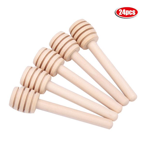 24 st trä honungsdropppinne server sylt sirap droppstirrör köksredskap (8 cm)