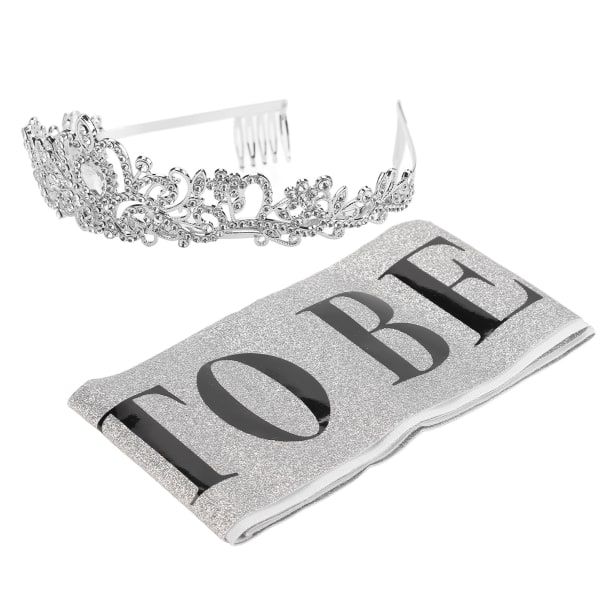 Bride Sash Crown Kit Sort Bride To Be Bogstaver Sash Mousserende Rhinestones Dekorative Crown Brude Brude Brusebadsdekorationer Sølv