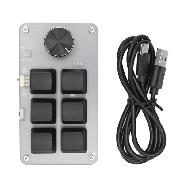 Minitastatur Knop Design Rød Switch Dual Mode Plug and Play Mekanisk programmerbart tastatur til gaming Office Media 6 taster med 1 knop