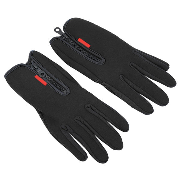 1 par vinter touchscreen-hansker i fleece, termiske, vindtette med glidelås for menn og kvinner, løping, sykling, ski, svart, M