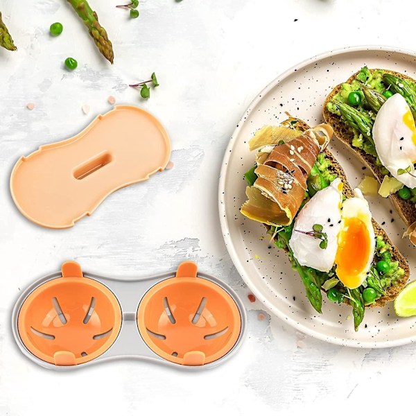 Silikon Mikrovågsugnsäggkokare - Dubbel Hålighet, Enkel Avrinning, Perfekt för Kokta och Pocherad Ägg