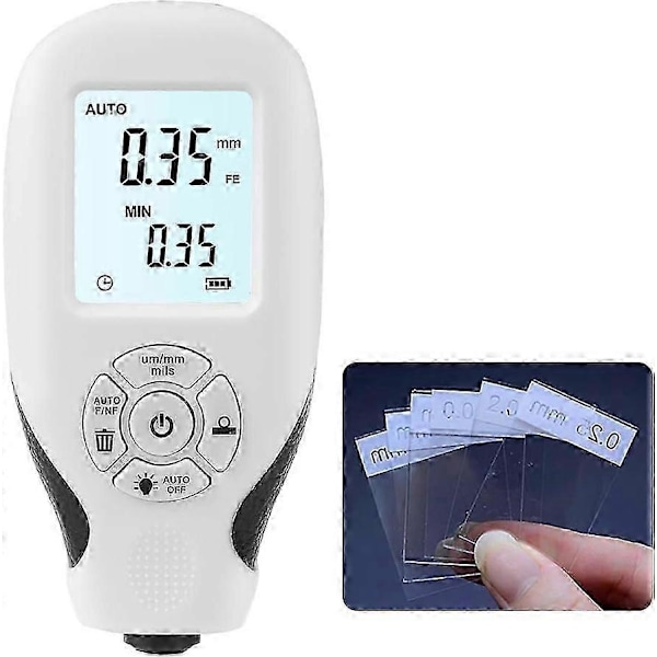Skikttjockleksmätare, bilfärgsdjupsmätare med LCD-display, automatisk kalibrering (Vit)_SZXM