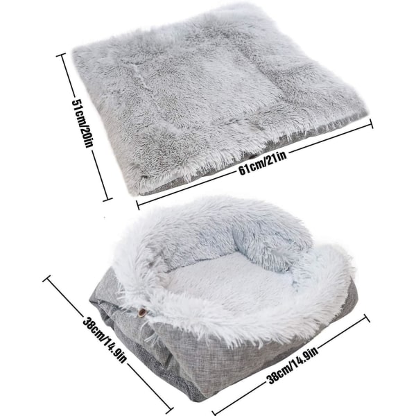 2-i-1 selvoppvarmende plysjmatte for katter og små hunder: Mykt teppe for innendørs og utendørs bruk