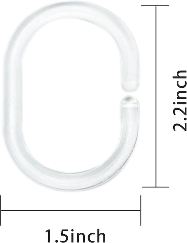 12 st Transparenta Duschdraperiringar i Plast C-formade Draperikrokar för Dörrdraperi, Fönsterdraperi