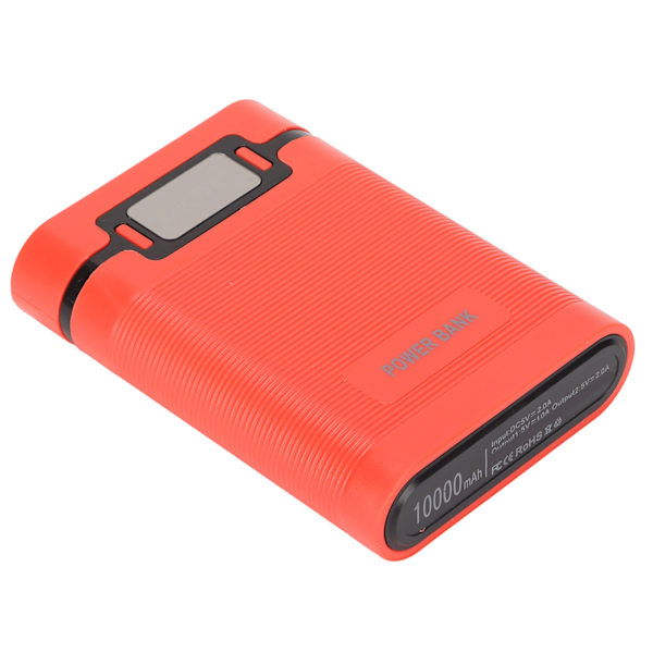 DIY Mobil 18650 Batteriladdare Powerbank 4 Batterier Kapacitetsbox Mikroingång 2-vägsladdning med LCD-display Röd