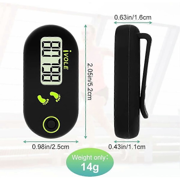 Mini Pet Pedometer 3D Gångräknare, Portabel Sportgångräknare med Clip-On Snodd, Stegräkning i Realtid