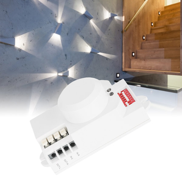 Smart 5,8 GHz mikrobølgeradarsensorskive Justerbar lysdip-switch indendørs kropsbevægelsesdetektor