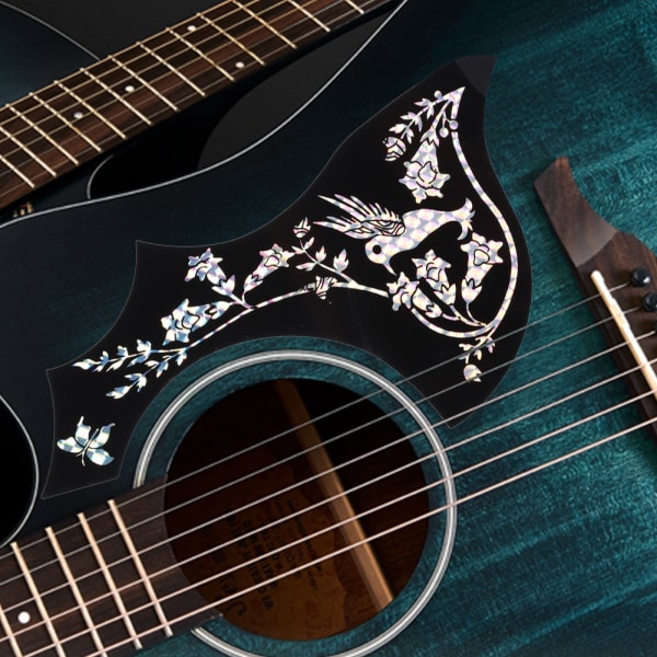 Guitar Pickguard Selvklæbende Sticker Sort Farve Flower Bird Guard Universal Accessories